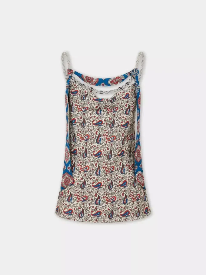 Baskılı saten tank top