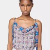 Baskılı saten tank top