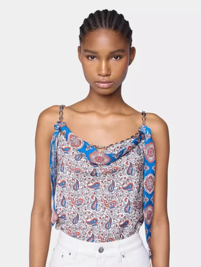 Baskılı saten tank top