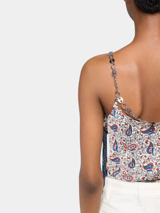 Baskılı saten tank top