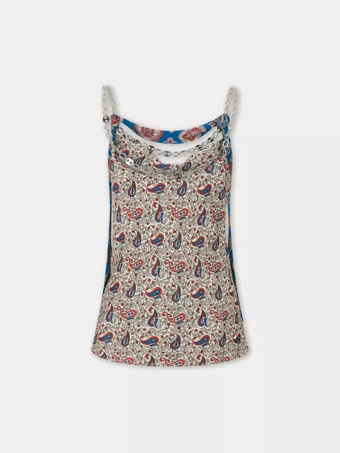 Baskılı saten tank top
