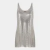 Gümüş renkli file tank top