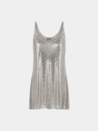 Gümüş renkli file tank top