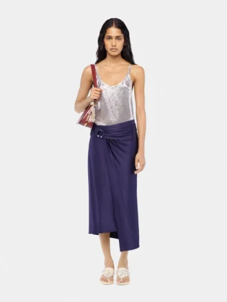 Gümüş renkli file tank top