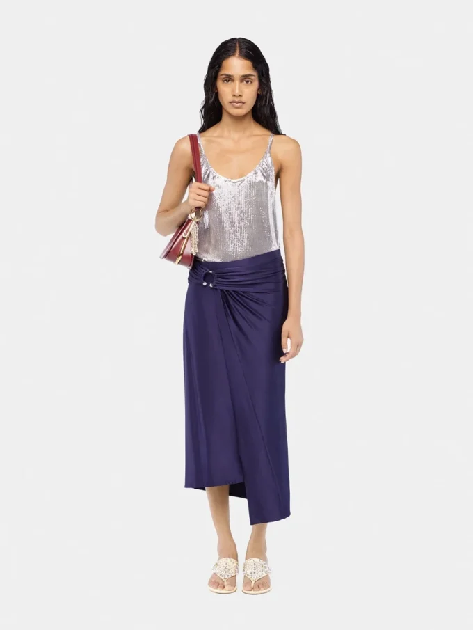 Gümüş renkli file tank top
