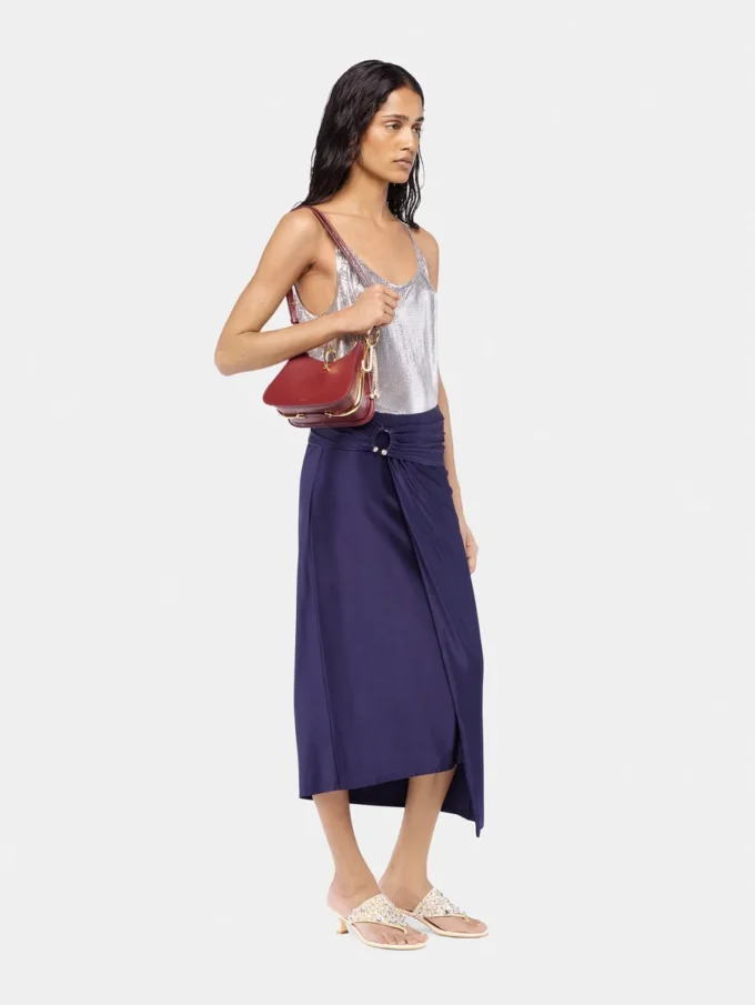 Gümüş renkli file tank top