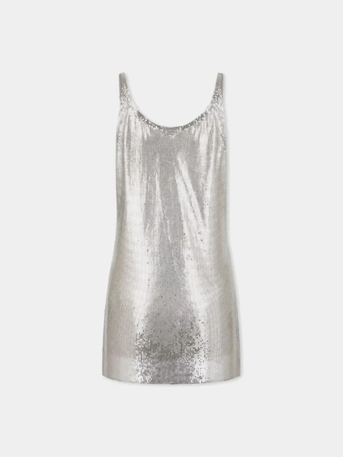 Gümüş renkli file tank top