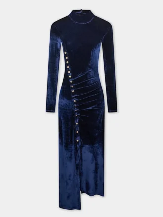 Kadife drape midi elbise