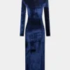 Kadife drape midi elbise
