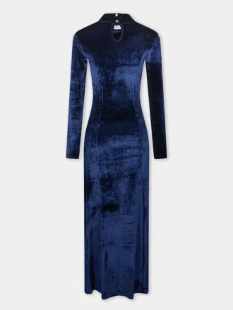 Kadife drape midi elbise