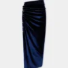 Kadife drape midi etek