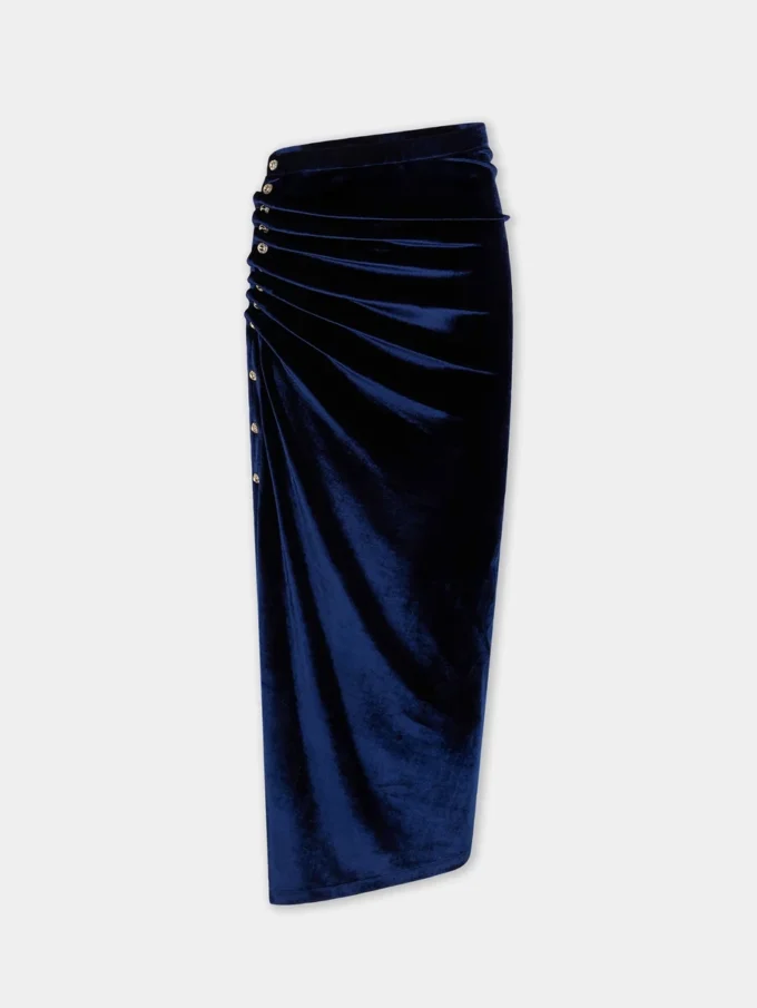 Kadife drape midi etek