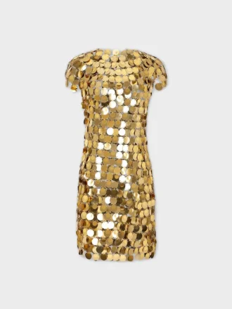 İkonik altın Sparkle disk elbise