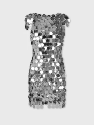 İkonik gümüş Sparkle disk elbise