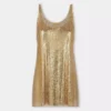 Mesh kumaştan altın renkli tank top