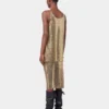 Mesh kumaştan altın renkli tank top