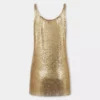 Mesh kumaştan altın renkli tank top