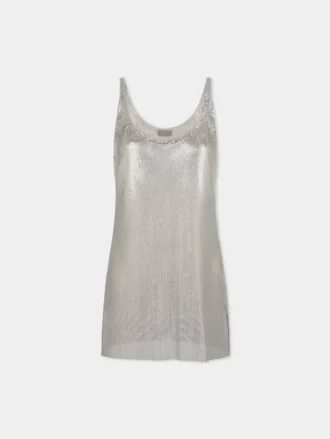 Mesh mini tank top elbise