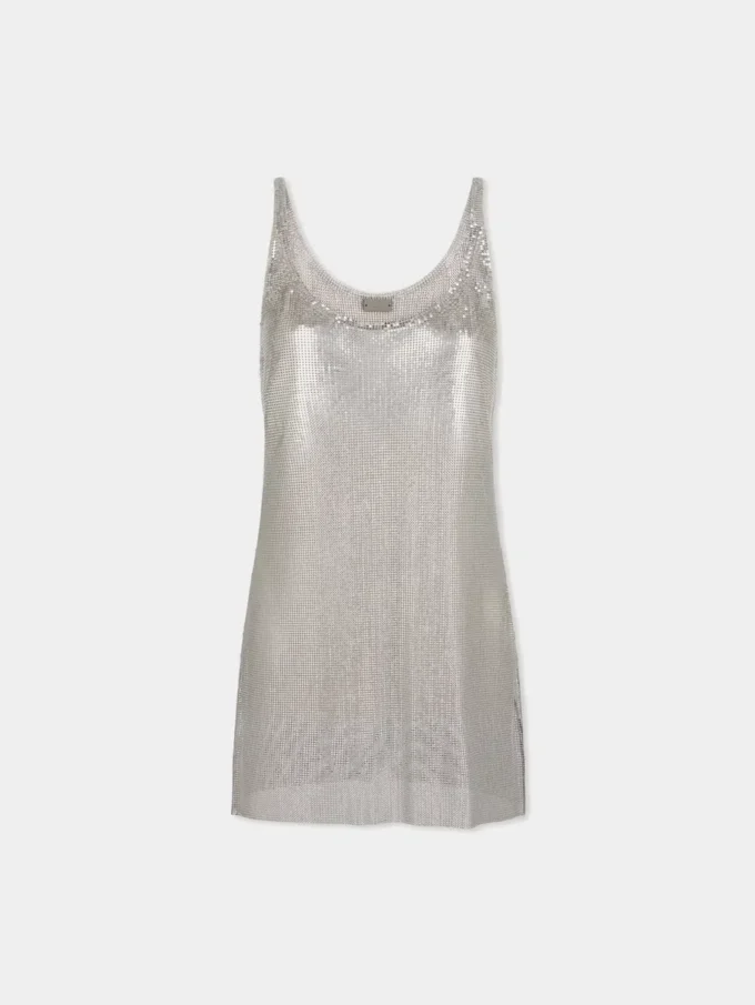 Mesh mini tank top elbise