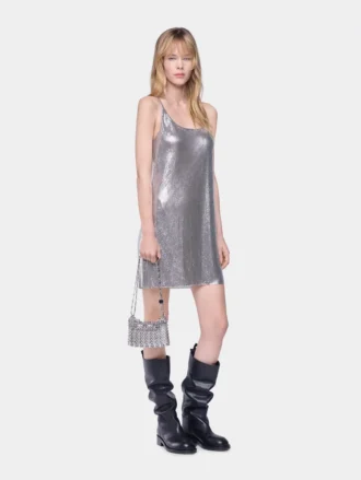Mesh mini tank top elbise