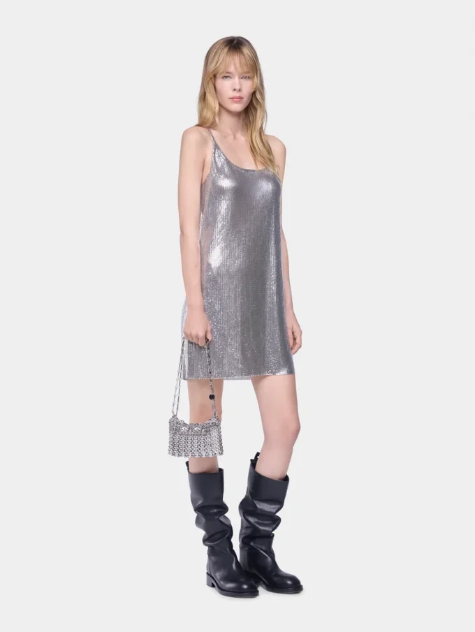 Mesh mini tank top elbise