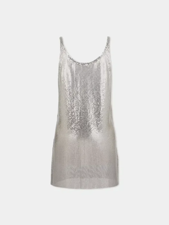 Mesh mini tank top elbise