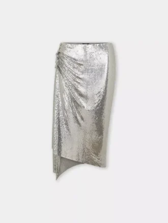 zincir örgü gümüş drape etek